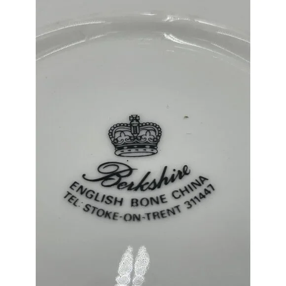 Berkshire English Bone China Blue Floral Double Handle Soup Bowl & Saucer Set - Picture 4 of 7